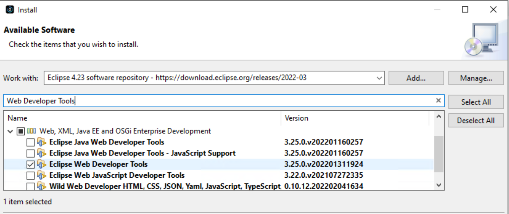 Eclipse Web Developer Tools